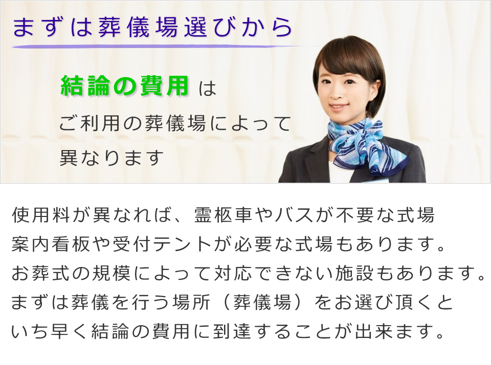 結論の葬儀費用を確認するにはまず葬儀場選びから